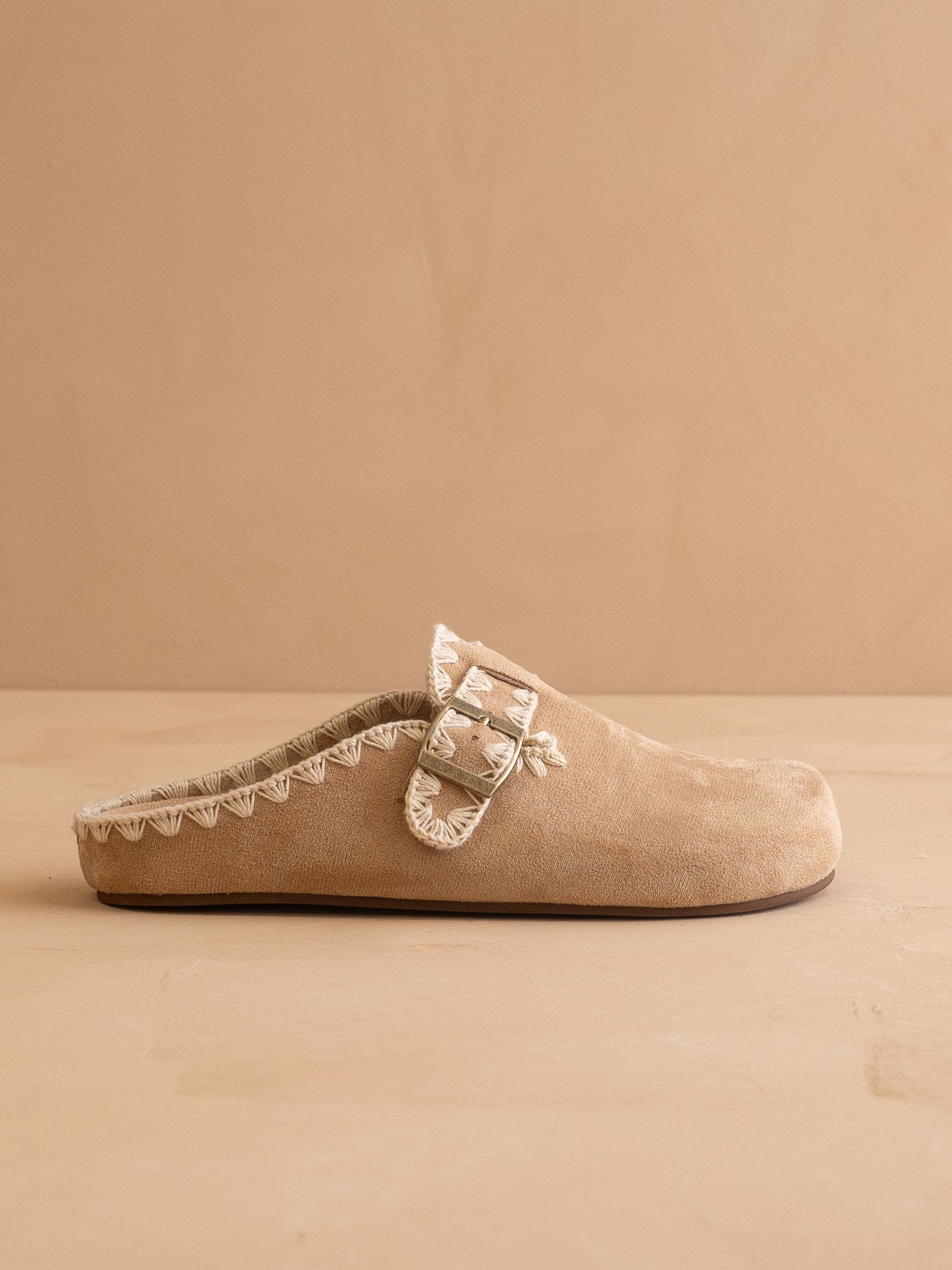 The Teri | Almond Tweed Buckle Mule