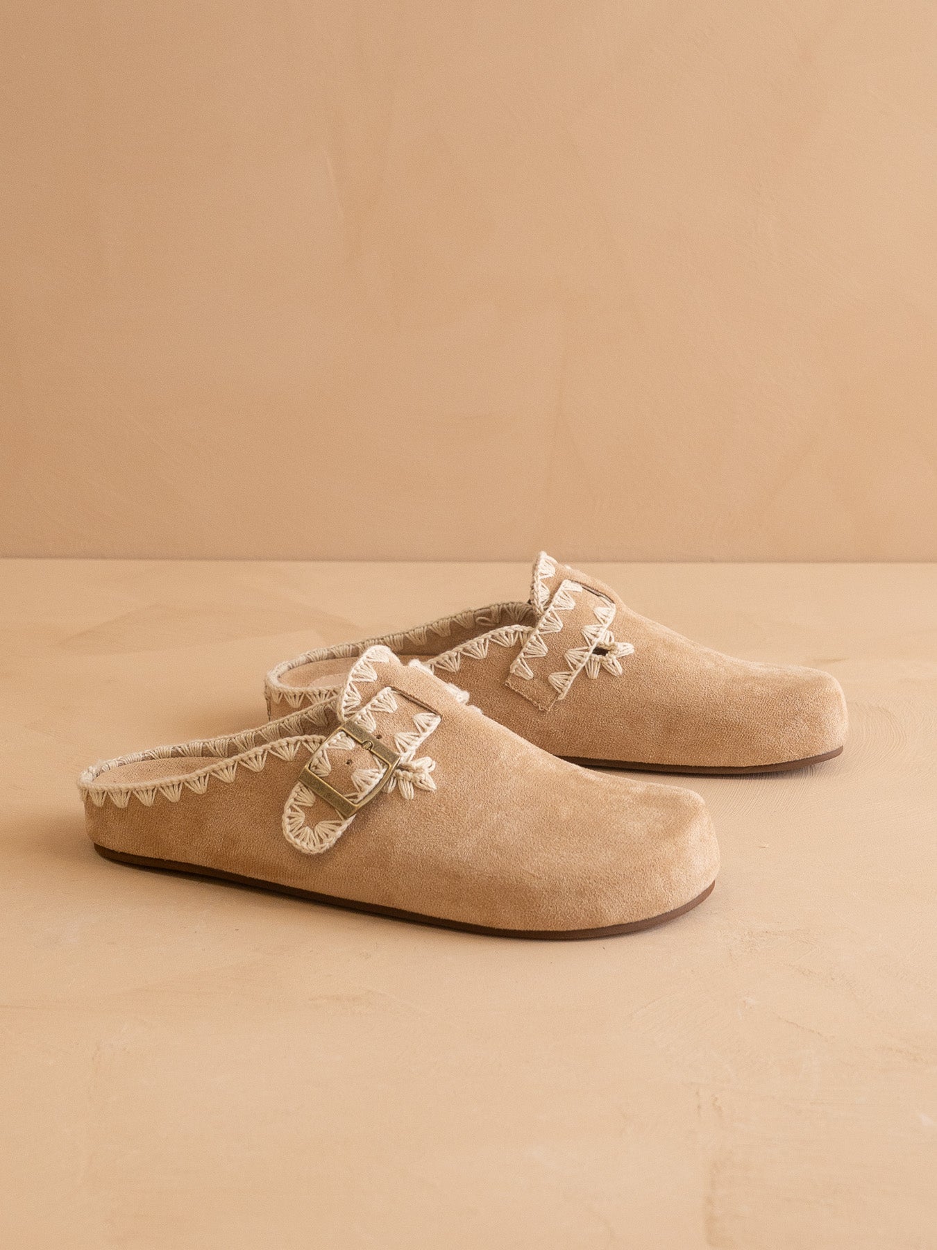 The Teri | Almond Tweed Buckle Mule