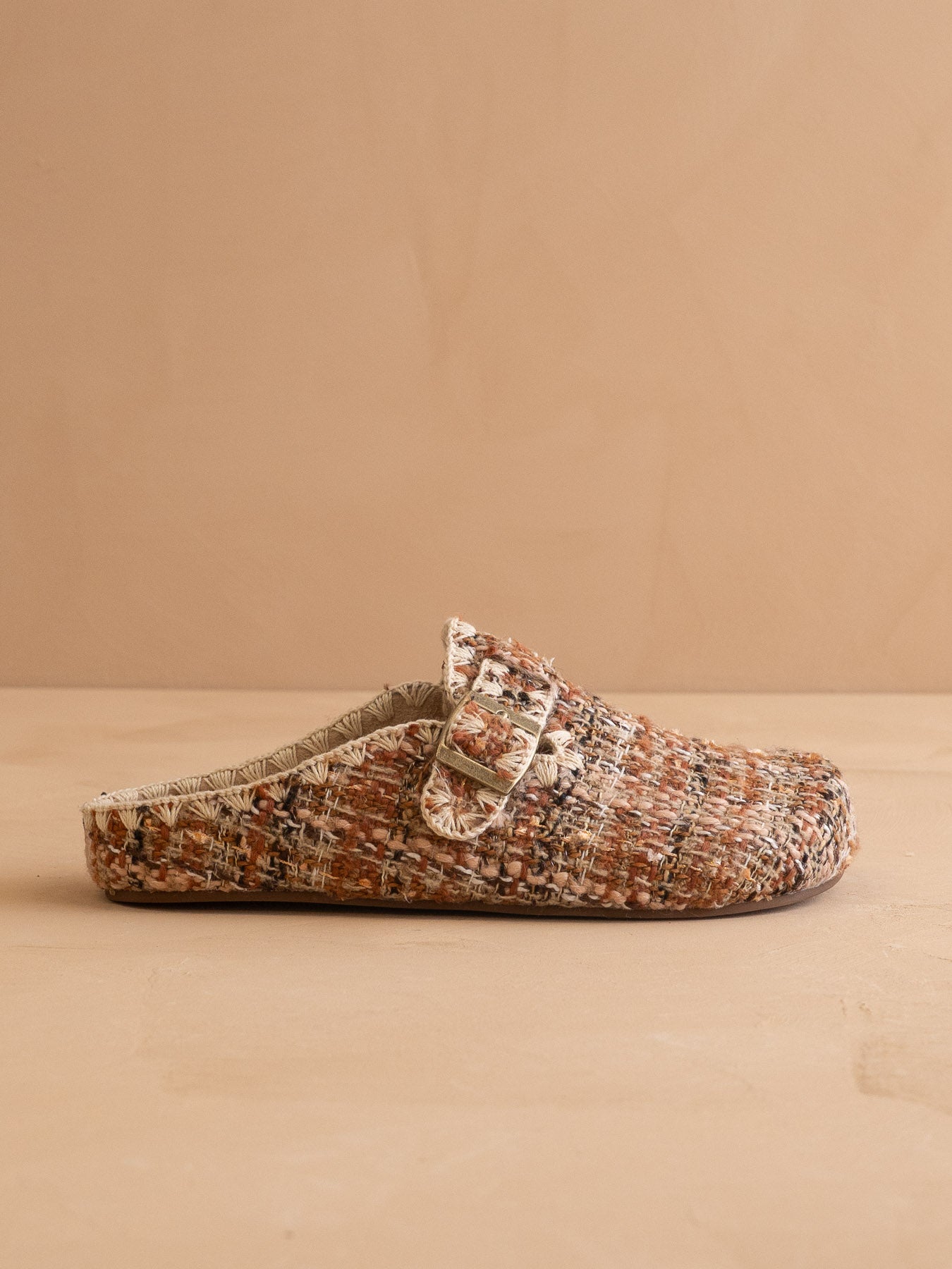 The Teri | Chai Tweed Buckle Mule