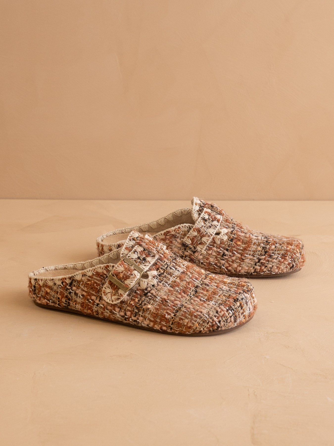 The Teri | Chai Tweed Buckle Mule