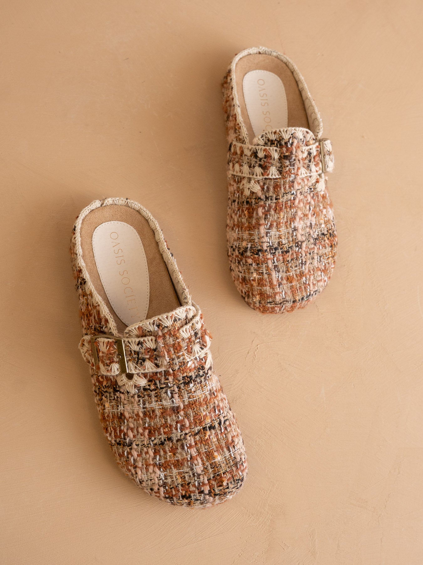 The Teri | Chai Tweed Buckle Mule