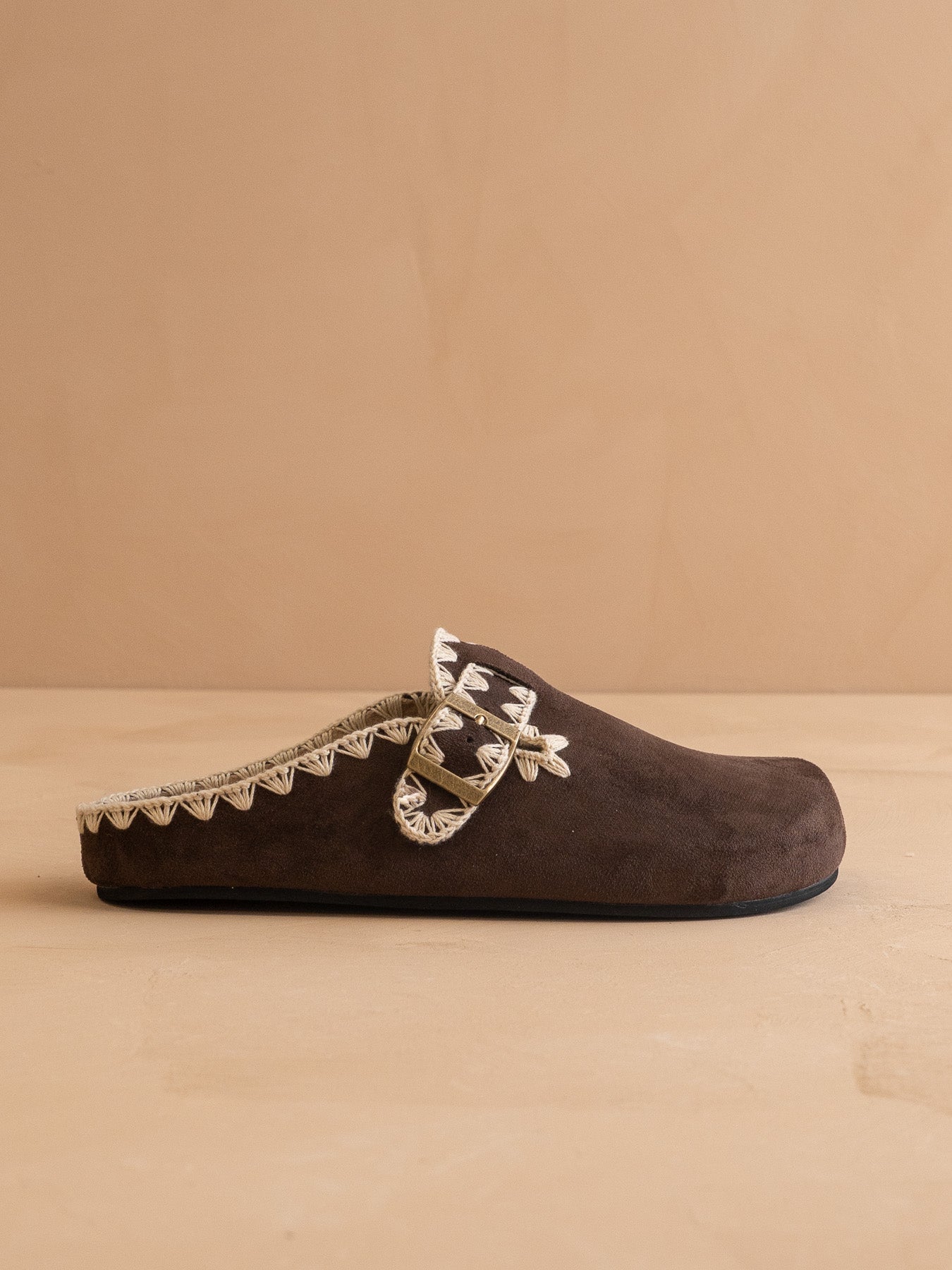 The Teri | Coffee Tweed Buckle Mule