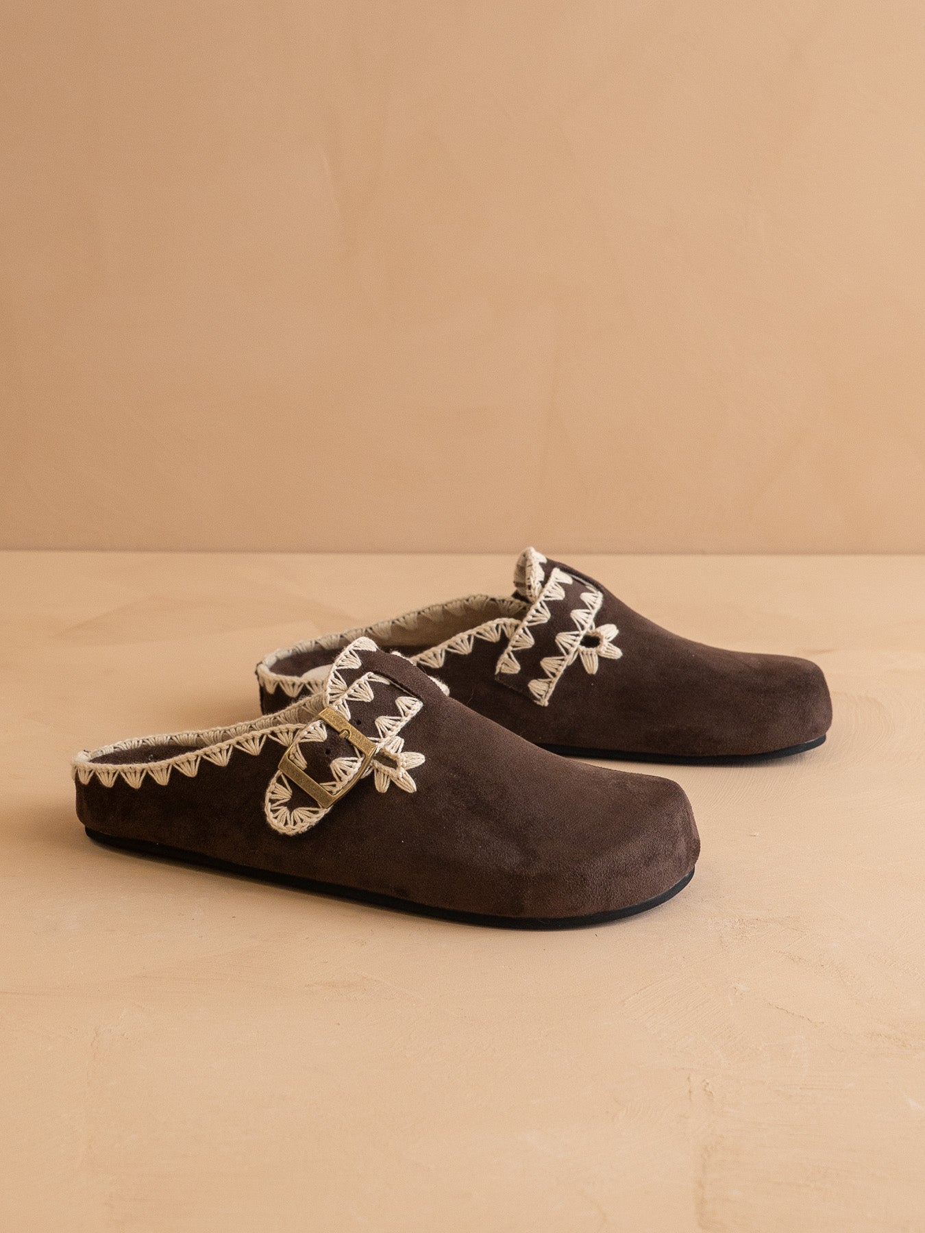 The Teri | Coffee Tweed Buckle Mule