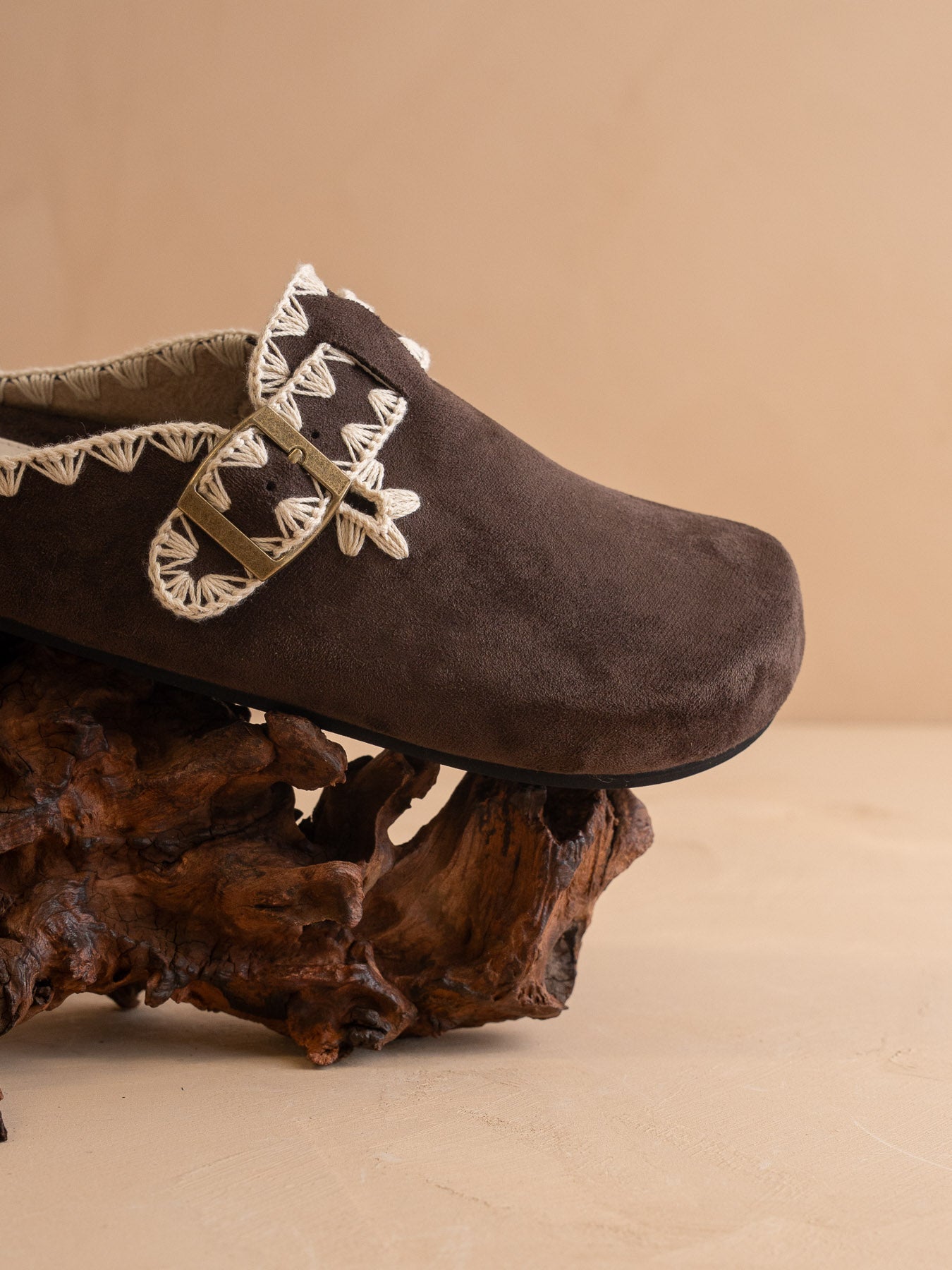 The Teri | Coffee Tweed Buckle Mule