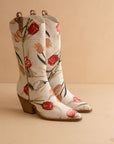 The Tesha | Beige Tulip Floral Cowboy Boot