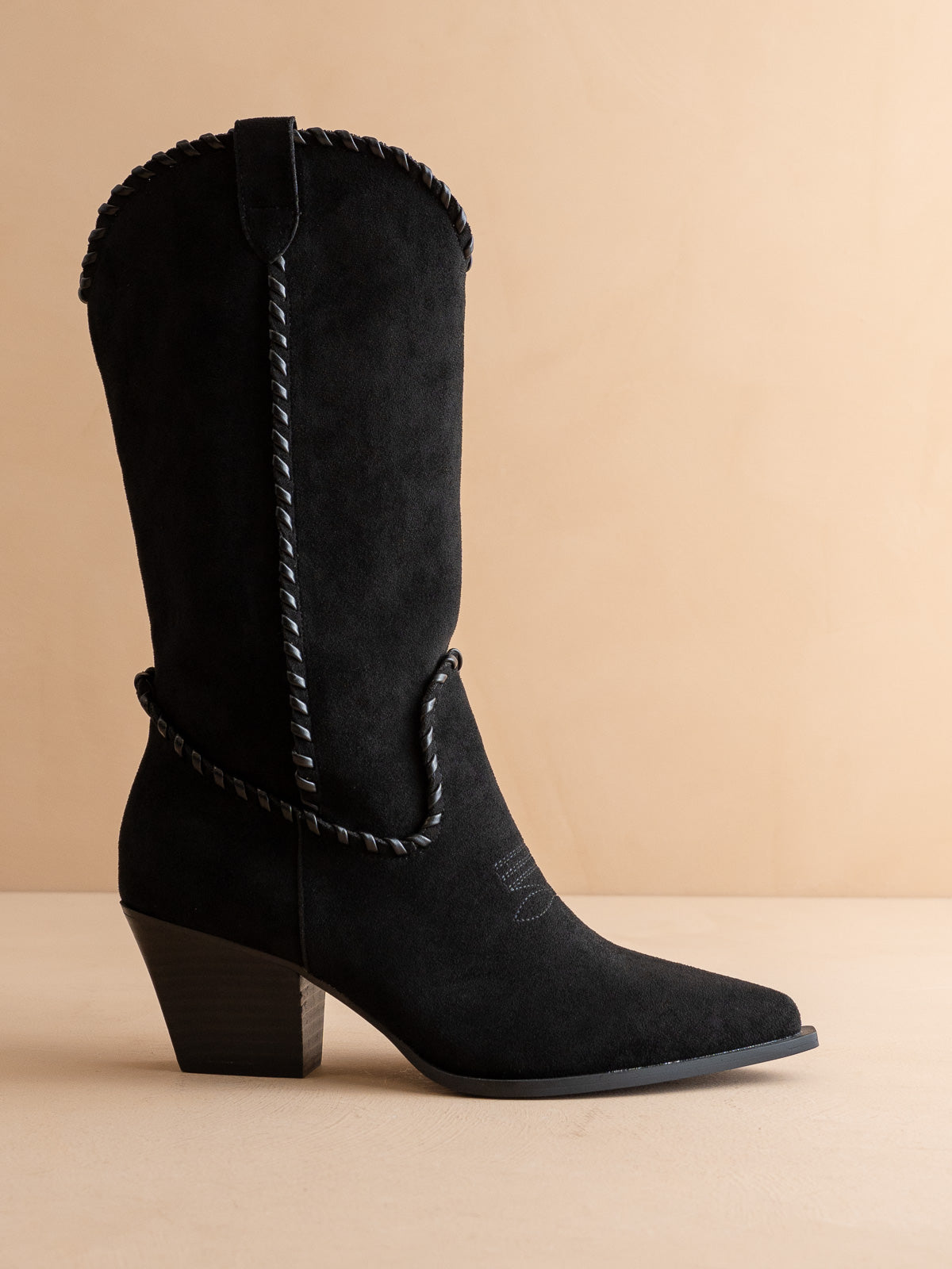 The Tilley | Black Whipstitch Western Cowboy Boot