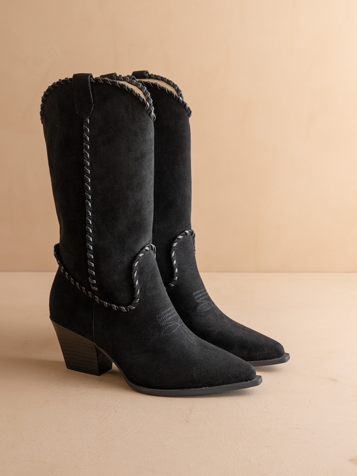 The Tilley | Black Whipstitch Western Cowboy Boot