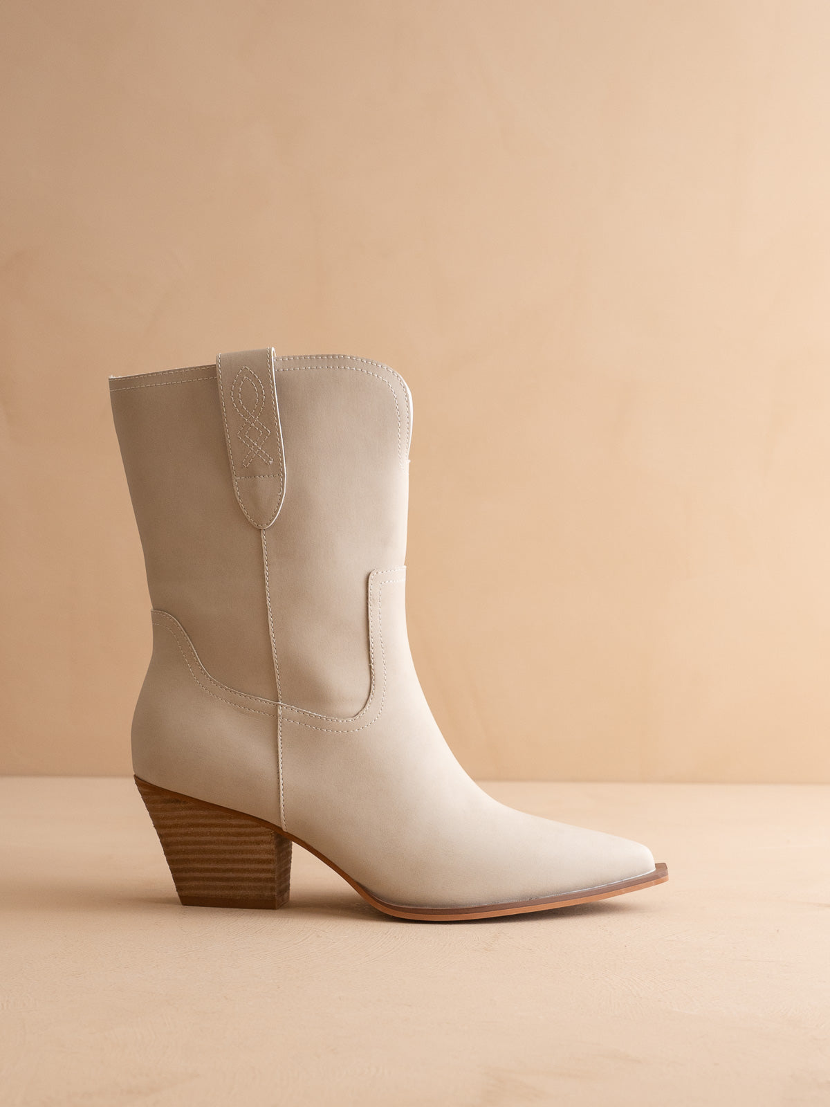 The Trudy | Light Grey Mid-Calf Western Block Heel Boot