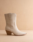 The Trudy | Light Grey Mid-Calf Western Block Heel Boot