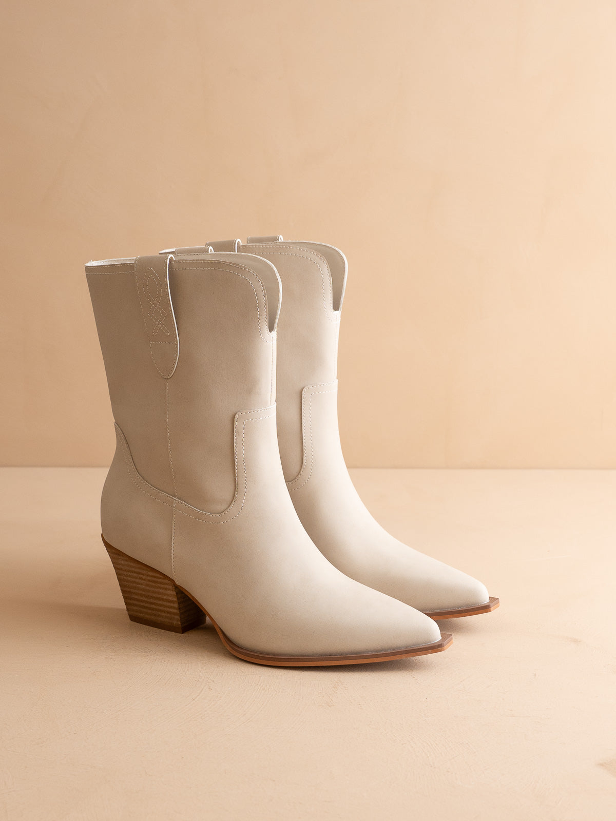 The Trudy | Light Grey Mid-Calf Western Block Heel Boot
