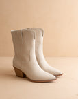 The Trudy | Light Grey Mid-Calf Western Block Heel Boot