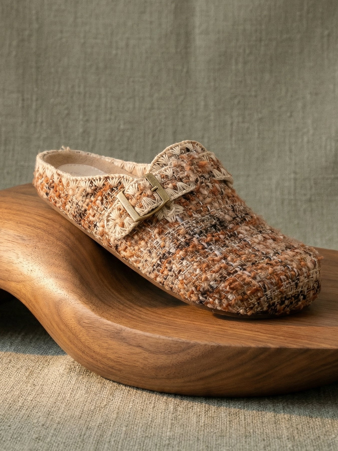 The Teri | Chai Tweed Buckle Mule