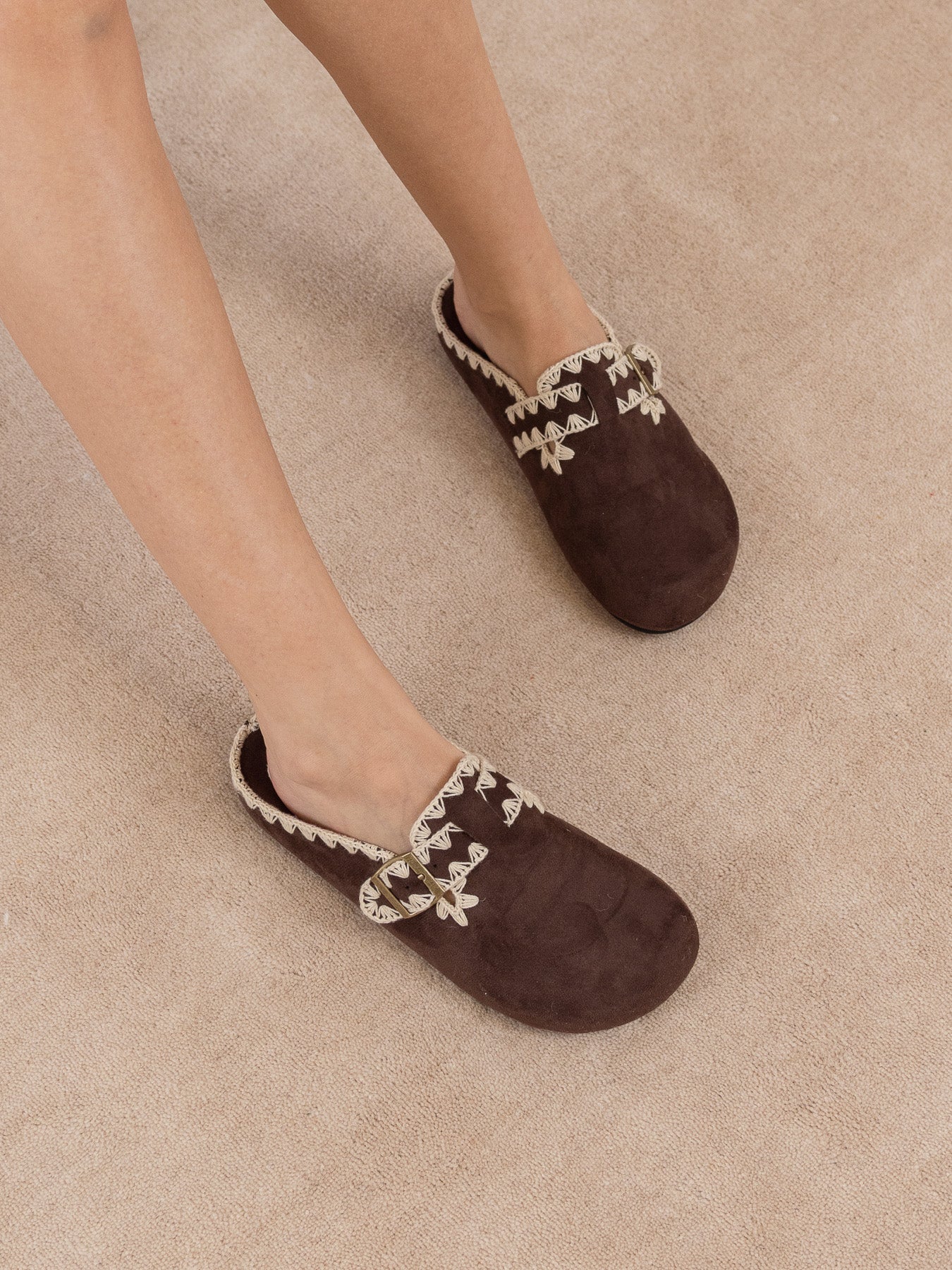 The Teri | Coffee Tweed Buckle Mule