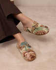 The Toni | Floral Tapestry Studded Buckle Clog