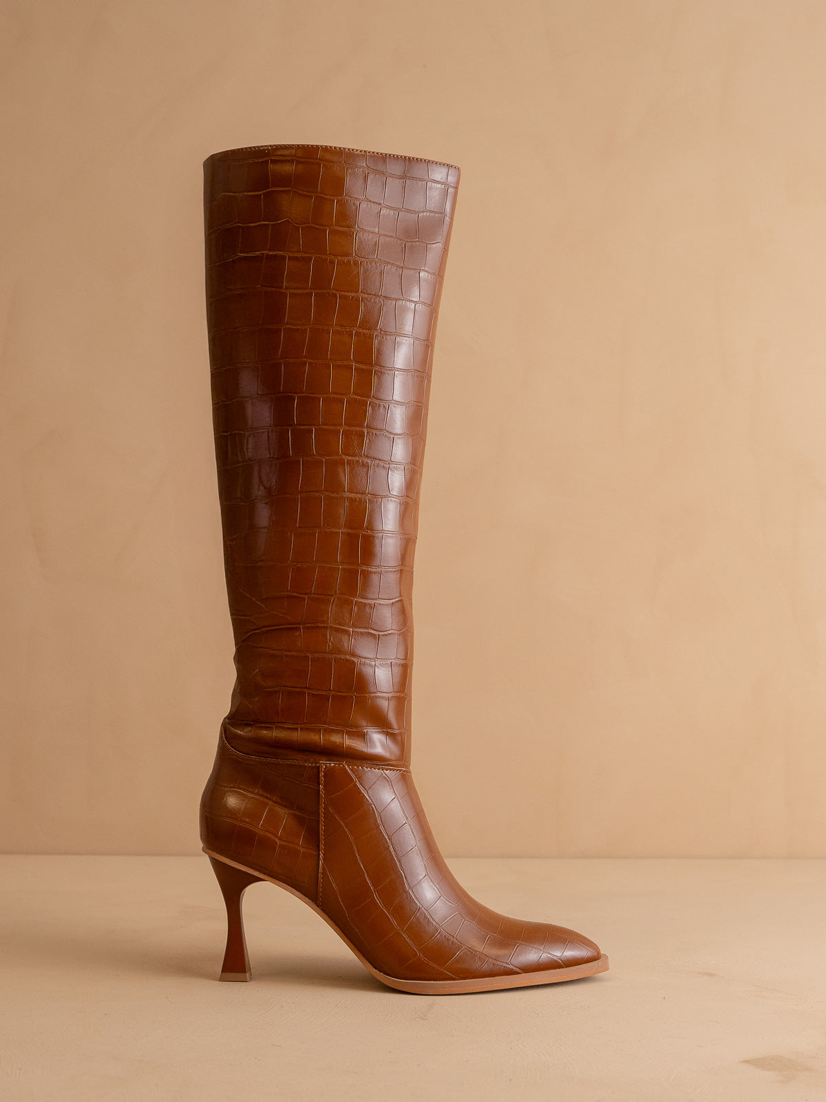 The Vanessa | Brown Reptile print knee high boot
