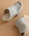The Verona | Denim Frayed Denim Espadrille Wedge