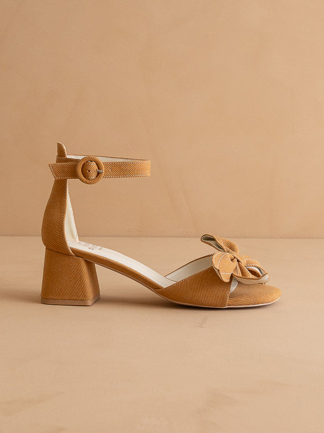 The Vigo | Tan Low Heel With A Sweet Bow