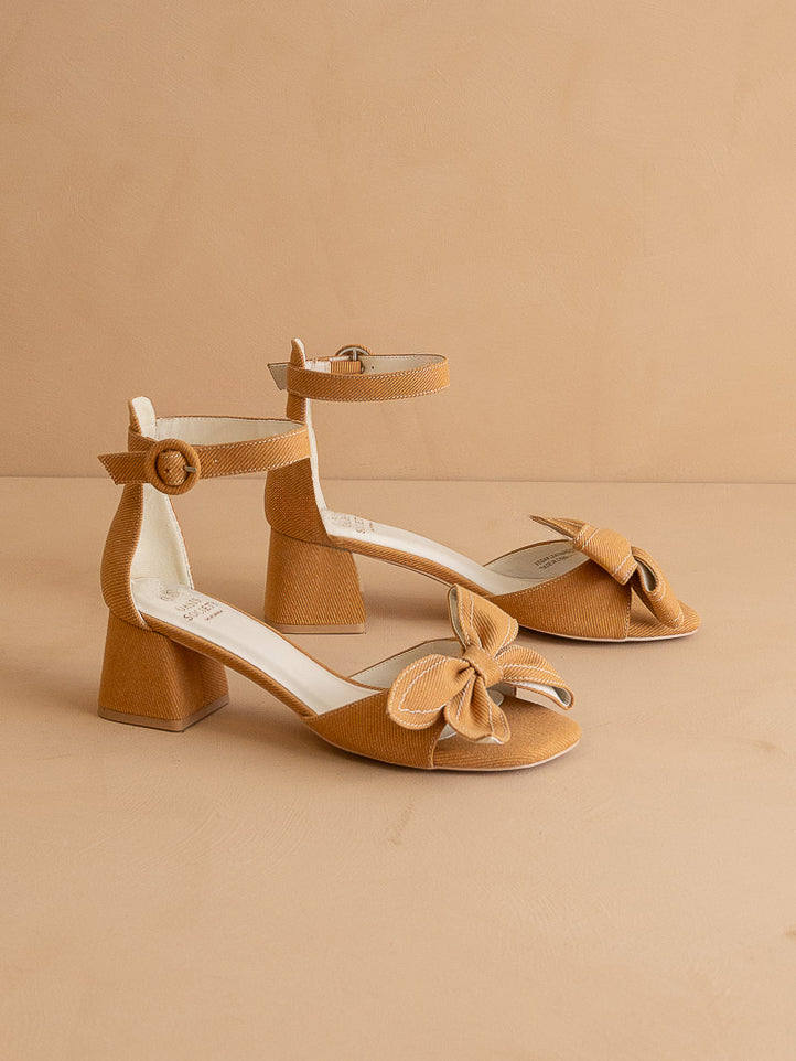 The Vigo | Tan Low Heel With A Sweet Bow
