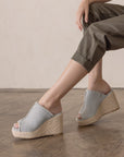 The Verona | Denim Frayed Denim Espadrille Wedge