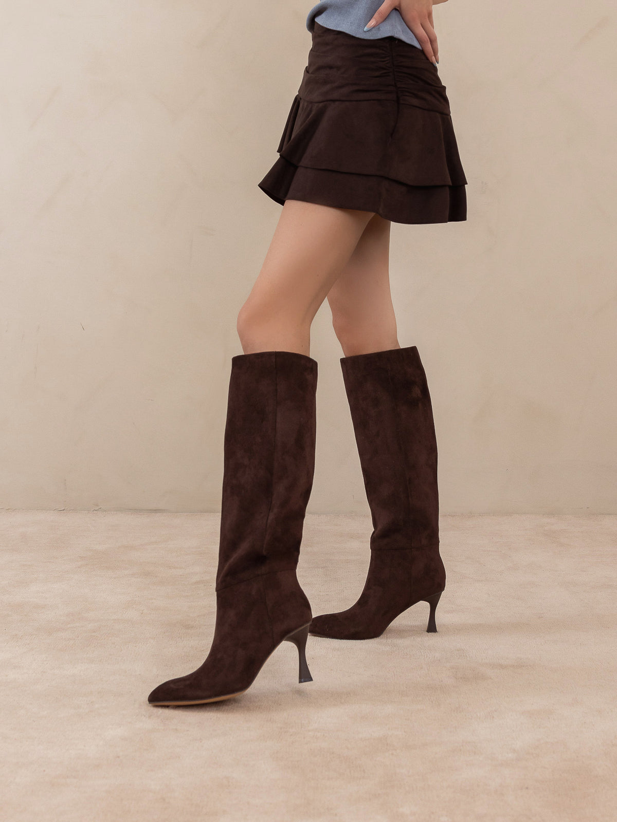 The Lexington | Coffee Sleek Pointed Toe Knee High Boot